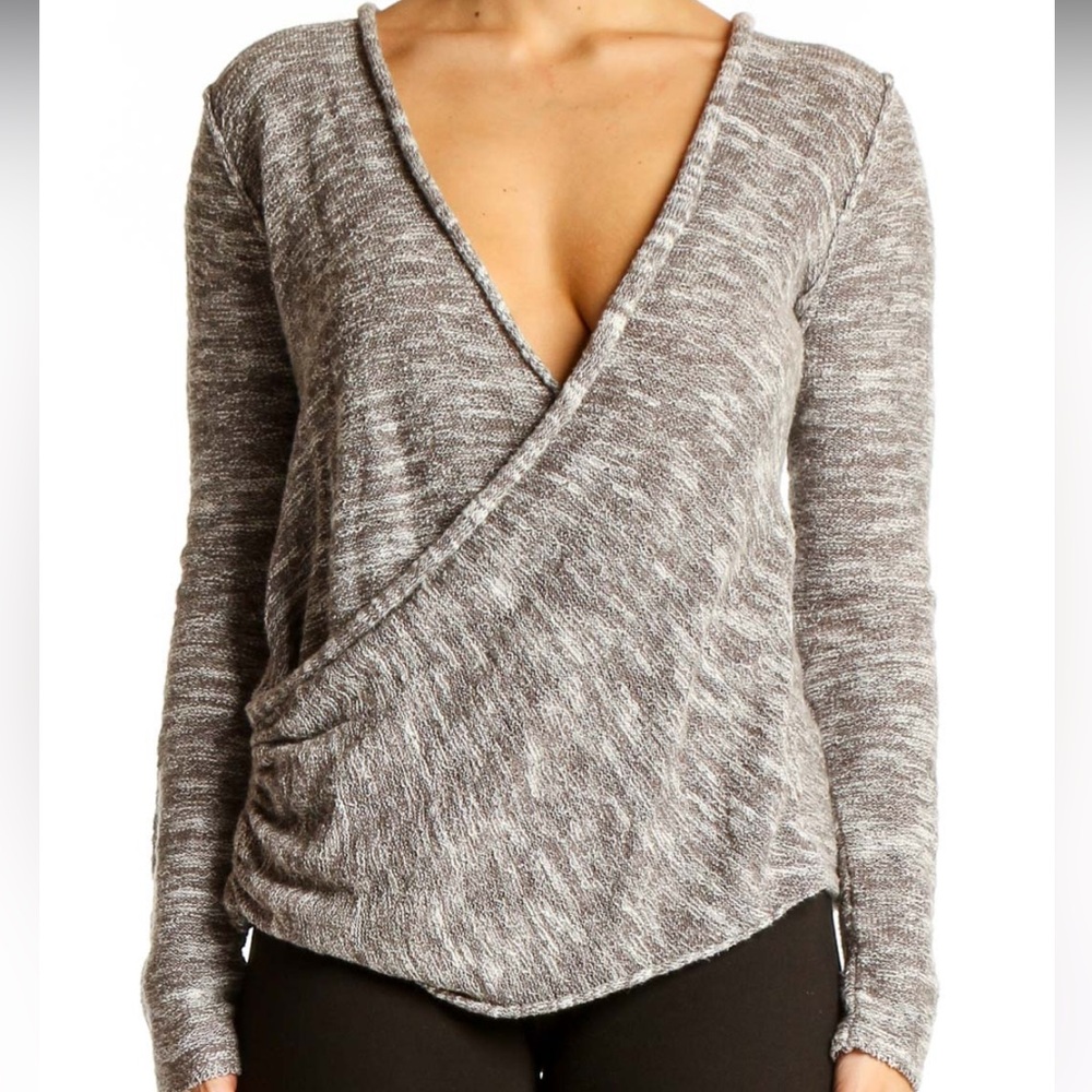 FREE PEOPLE wrap knit deep V sweater -S